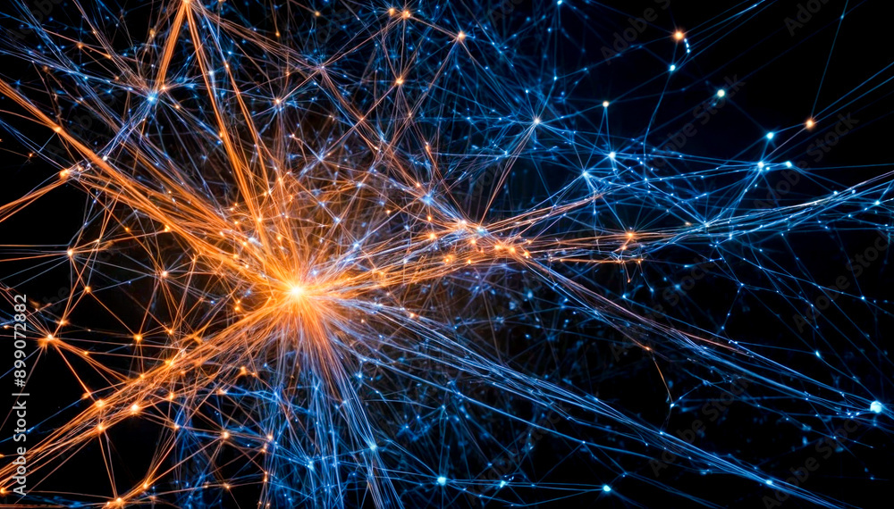 Poster abstract digital network with connecting dots and lines