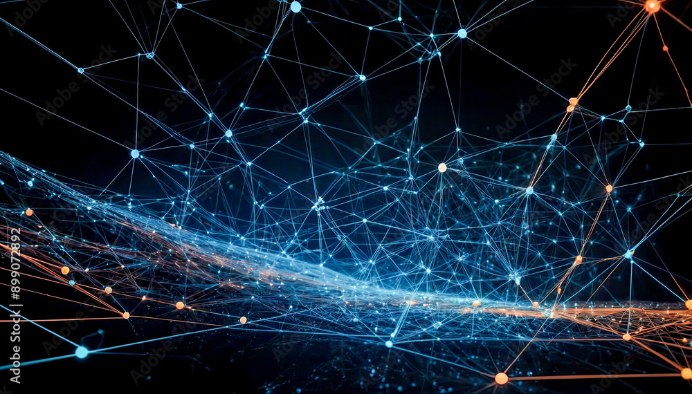 Poster abstract digital network with connecting dots and lines
