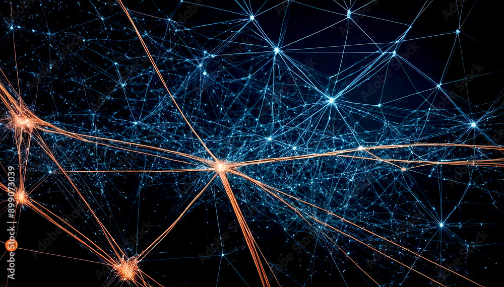 Poster abstract digital network with connecting dots and lines