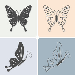 Butterfly Vector Graphic Illustration in Trendy Retro Style.