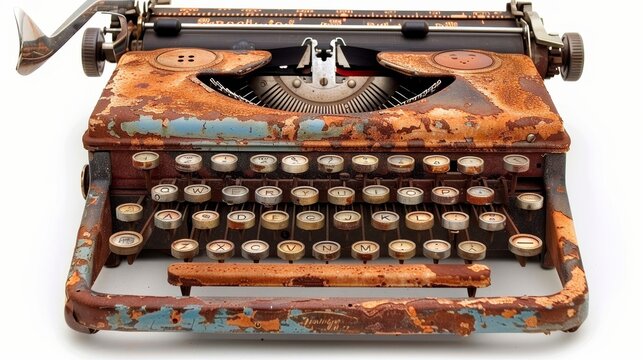 A vintage typewriter on a white background