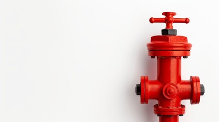Classic red fire hydrant, white background, isolated, clear text space, sharp and clean design