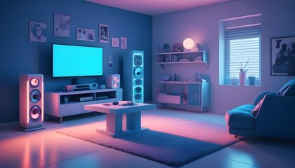 Naklejka premium Photo interior modern design room 3d illustration