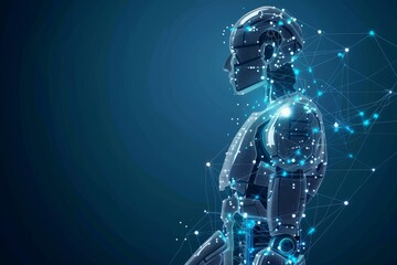 Abstract digital human figure with neon lights perfect for futuristic and technology themes showcasing modern design and intricate details