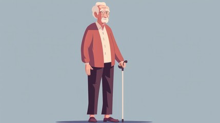 Remembrance pensioner vitality, elderly lifestyle, flat design illustration