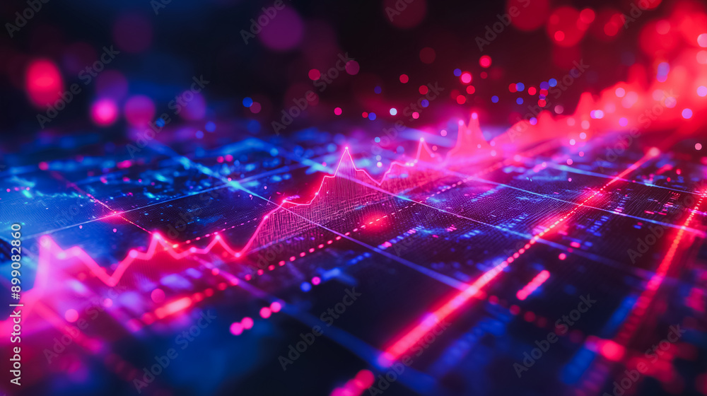 Poster a colorful graph with red and blue lines