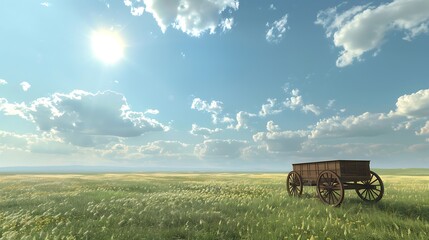 Fototapeta premium Pioneers Day Tribute Featuring 3D Horse Wagon Cart