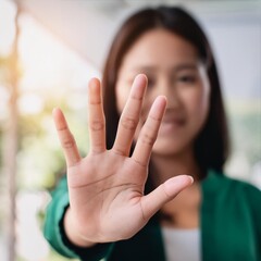 Close-up of a woman mouth. The woman is smiling and showing off her bright white teeth
