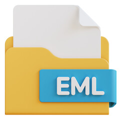 3d eml file folder illustration with transparent background