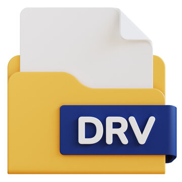 3d drv file folder illustration with transparent background