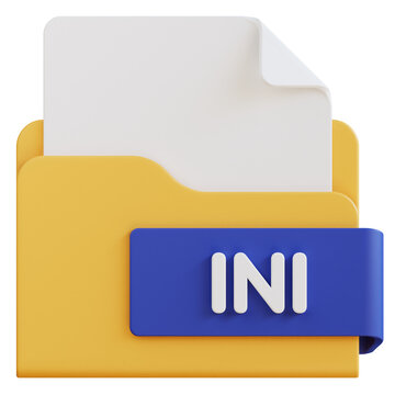3d ini file folder illustration with transparent background