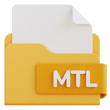 3d mtl file folder illustration with transparent background