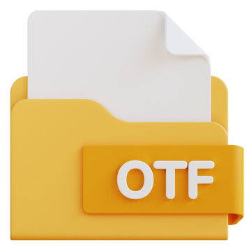 3d otf file folder illustration with transparent background