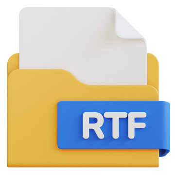 3d rtf file folder illustration with transparent background