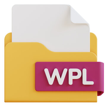 3d wpl file folder illustration with transparent background
