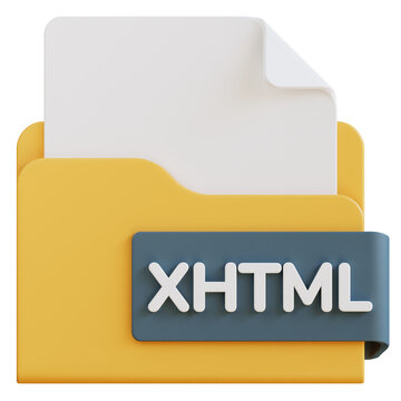 3d xhtml file folder illustration with transparent background