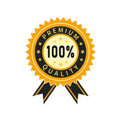 Premium quality label. Best quality flat vector badges. Premium icon with crown and stars. Vector illustration. Round label with three level quality. Vip icon in flat style