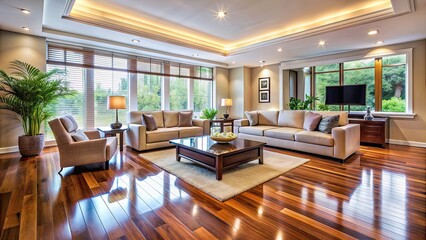 Immaculate living room with polished floors , Clean, tidy, organized, modern, interior design, stylish