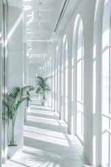 Fototapeta premium Long Hallway with Windows