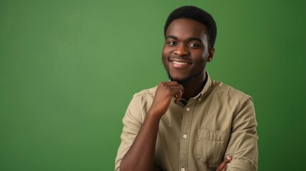Fototapeta premium Man in Tan Shirt Portrait