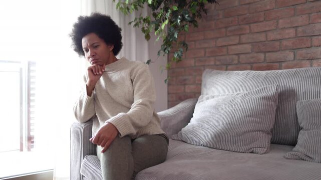 Depressed African American woman