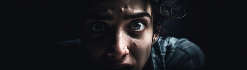 Close Up Portrait of a Scared Woman