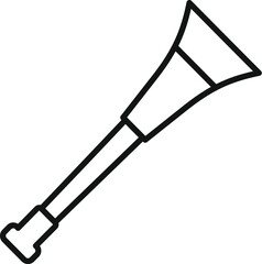 Line drawing of a vuvuzela, a long horn traditionally blown by fans at sporting events
