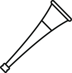 Simple vuvuzela icon with black outline symbolizing a football fan cheering for his team during a match