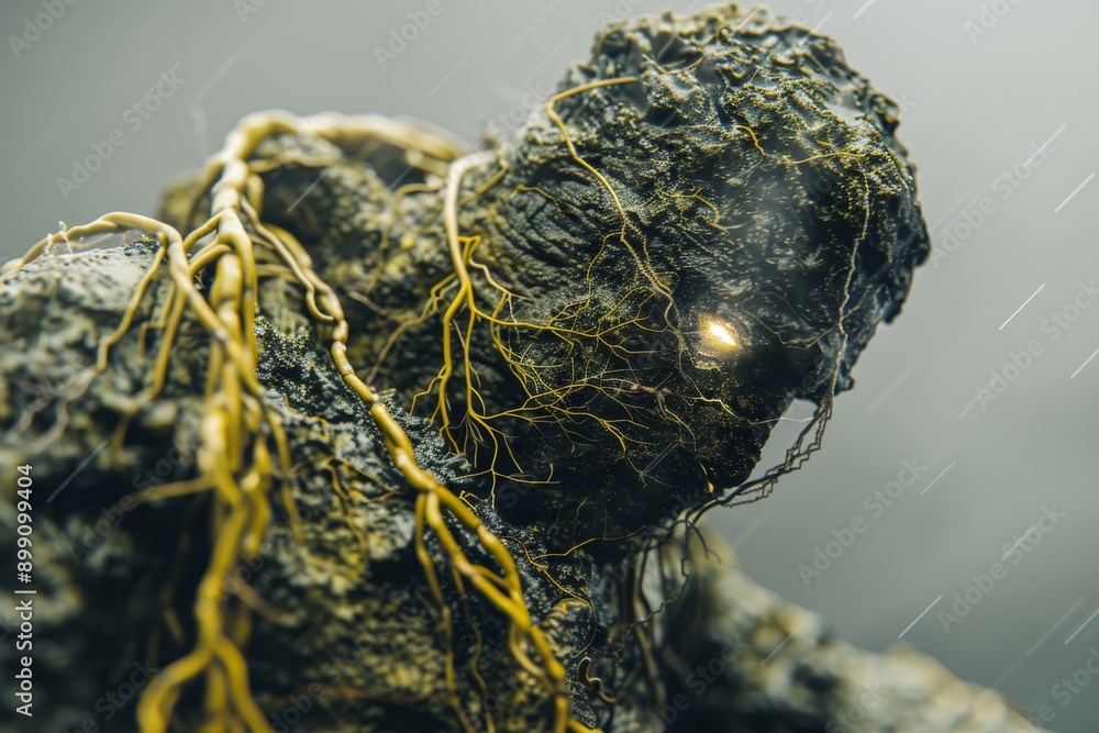 Poster cybernetic plant in a high tech laboratory representing ai driven research advanced technology and f