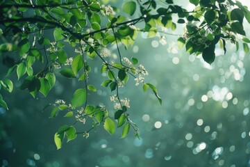Tree Branch with White Flowers