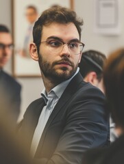 Naklejka premium Businessman sitting at desk