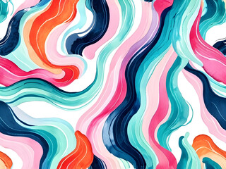 Obraz premium Vibrant Colorful Abstract Wavy Pattern Artwork with Fluid Lines and Bright Hues for Modern Design, Creative Background, Artistic Texture, and Decorative Elements
