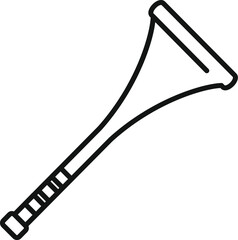 Cricket bat outline icon representing the equipment used by a cricketer while playing sports