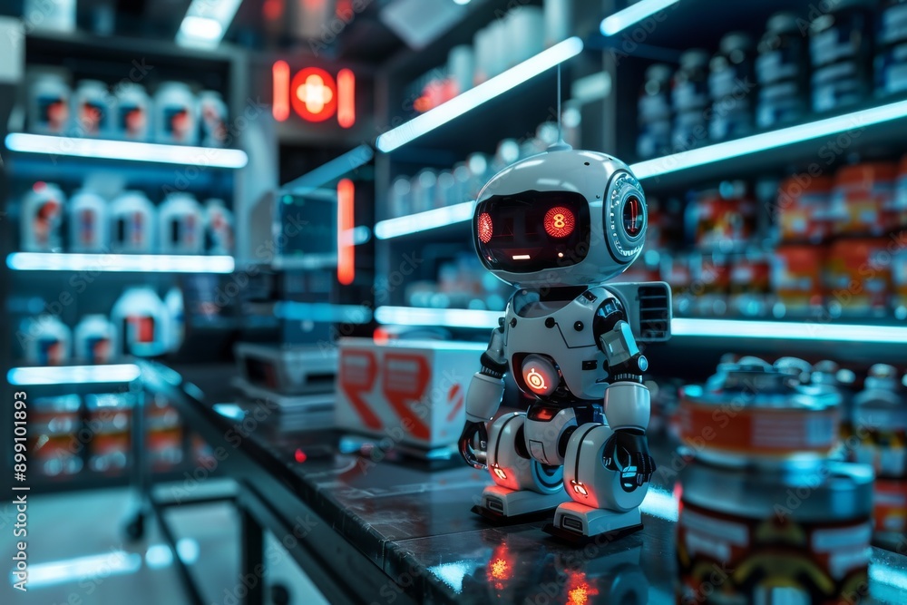 Aufkleber robotic assistant in a high tech pharmacy symbolizing ai driven healthcare advanced technology and c