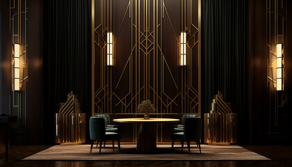 Dining room Art Deco inspired wallpaper