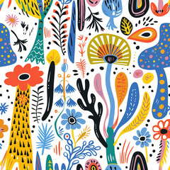 Discover a collection of unique doodle art patterns bursting with whimsical characters and imaginative scenes.Generative Ai Illustratrions.