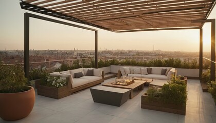 outdoor living room sofa and garden on background4