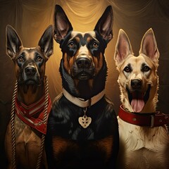 Obraz premium A cheerful dog reveling in techno joy with a laptop, surrounded by a whirlwind of colorful confetti on a pastel turquoise canvas