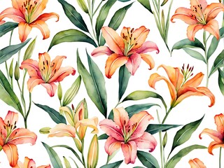 Lily flower Watercolor background