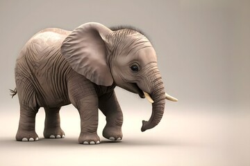 Obraz premium 3d rendered of a baby elephant is on a plain background