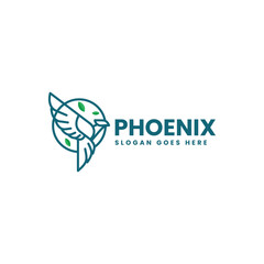 Vector Logo Illustration Phoenix Line Art Style
