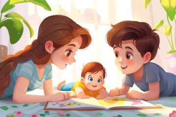 Illustration of a father and child representing love parenthood and family connection