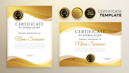set of luxurious appreciation certificate template for winner gratitude