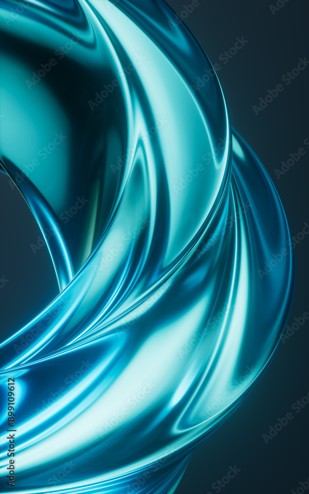 Wall mural Dark transparent glass curves background, 3d rendering.