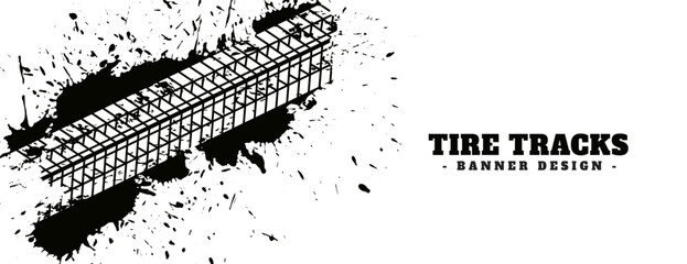 Obraz premium automobile tire trace mark dirty banner in grungy style vector