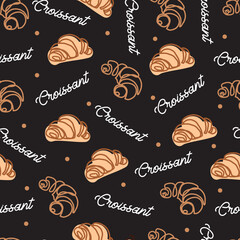 Croissant Collection French Bakery Delight Pattern. Perfect for enhancing kitchen decor, creating stylish bakery packaging, or textile designs for food enthusiasts.