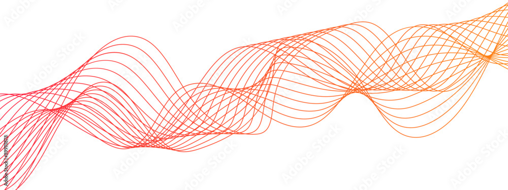 Wall mural Abstract futuristic blend Curved wavy technology lines used for Design element for science and template. Sound waves technology curve flow wave lines. Colorful modern stream wave line 