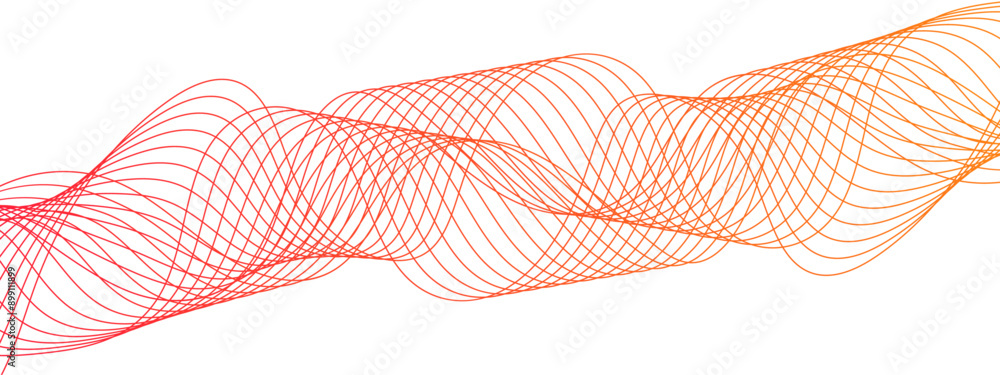 Fototapete Abstract futuristic blend Curved wavy technology lines used for Design element for science and template. Sound waves technology curve flow wave lines. Colorful modern stream wave line 