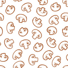 Nature Earth Tones Mushroom Silhouette Pattern. Perfect for culinary or nature-themed projects, this pattern offers a versatile backdrop for fabric, wrapping paper, or home decor.