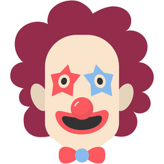 Scary Clown Mask Icon with Flat Cartoon Style. Vector Illustration Design.